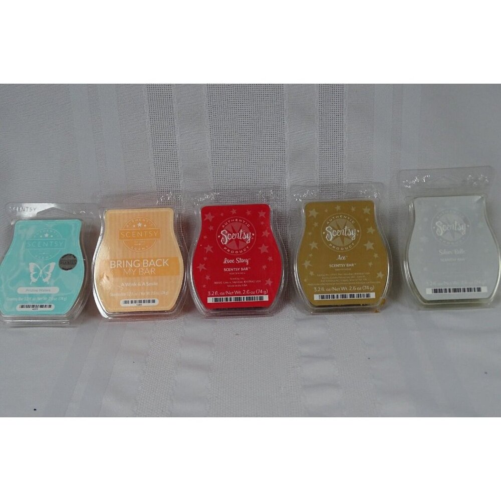 Lot of 5 Scentsy Wax Silver Bells Ace Love Story Pristine Waters A Wink & Smile